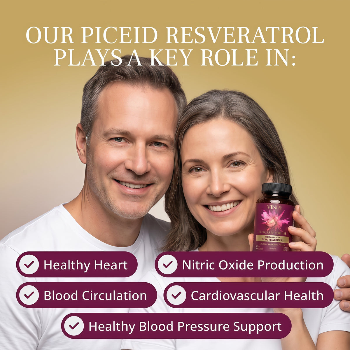 VINIA Blood Flow | Piceid Resveratrol Capsules | Vegan, Non-GMO, 30 Count