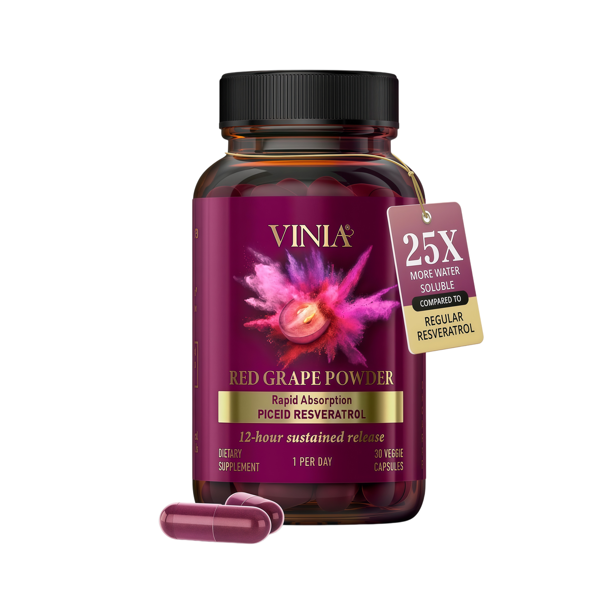 VINIA Blood Flow | Piceid Resveratrol Capsules | Vegan, Non-GMO, 30 Count